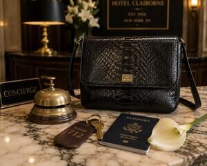 Liz Claiborne Black Faux Snakeskin Crossbody Bag